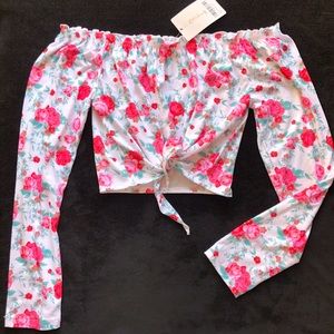 white off the shoulder long sleeve crop